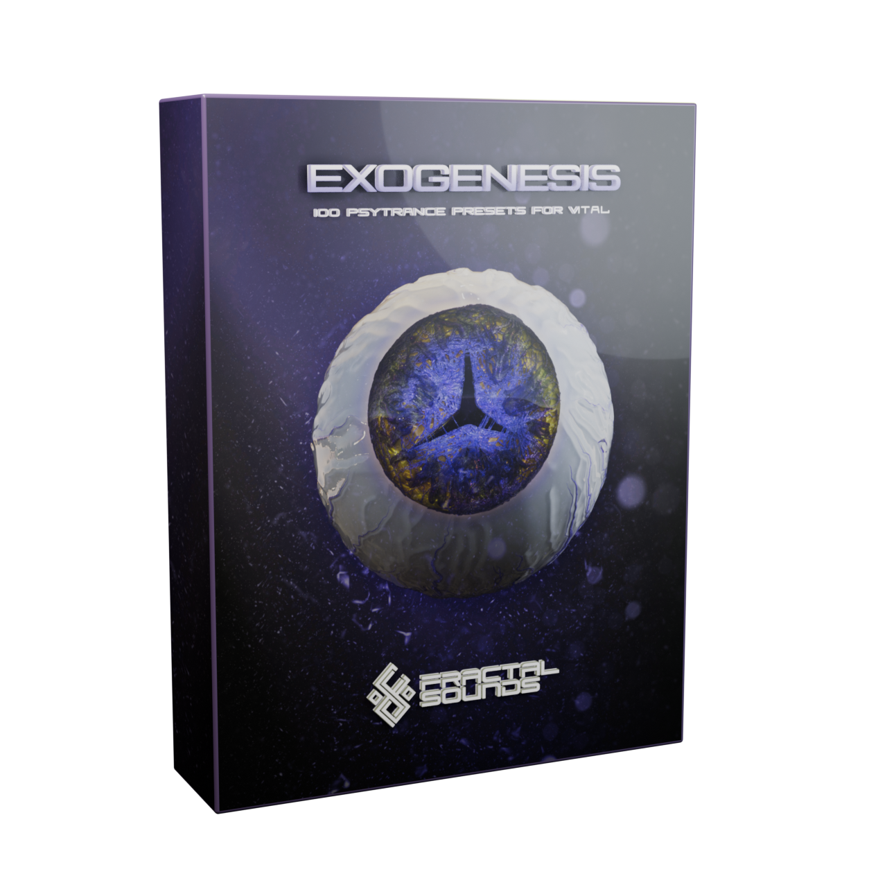 Exogenesis psytrance presets for Vital 3D product box