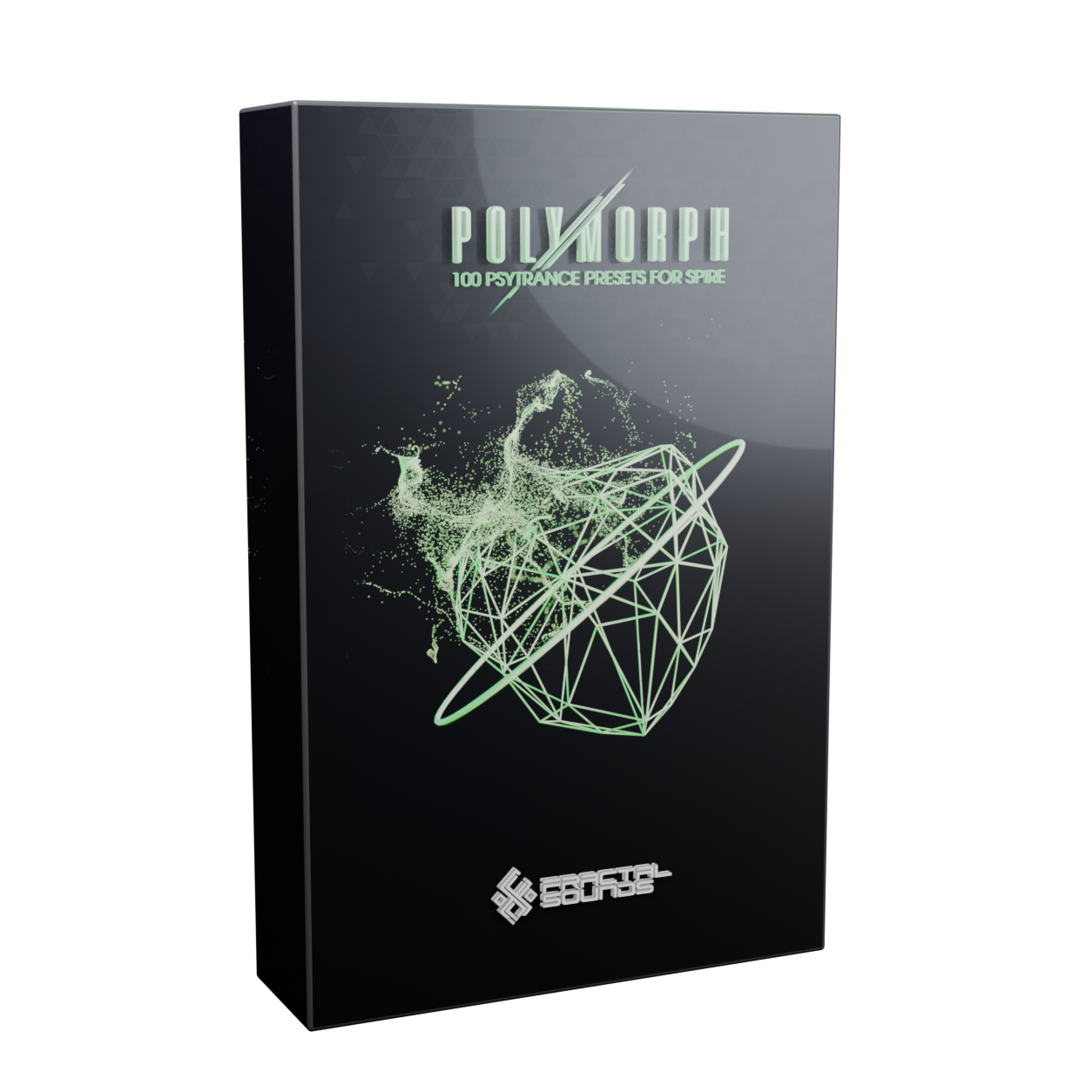 Polymorph psytrance presets for Spire 3D product box